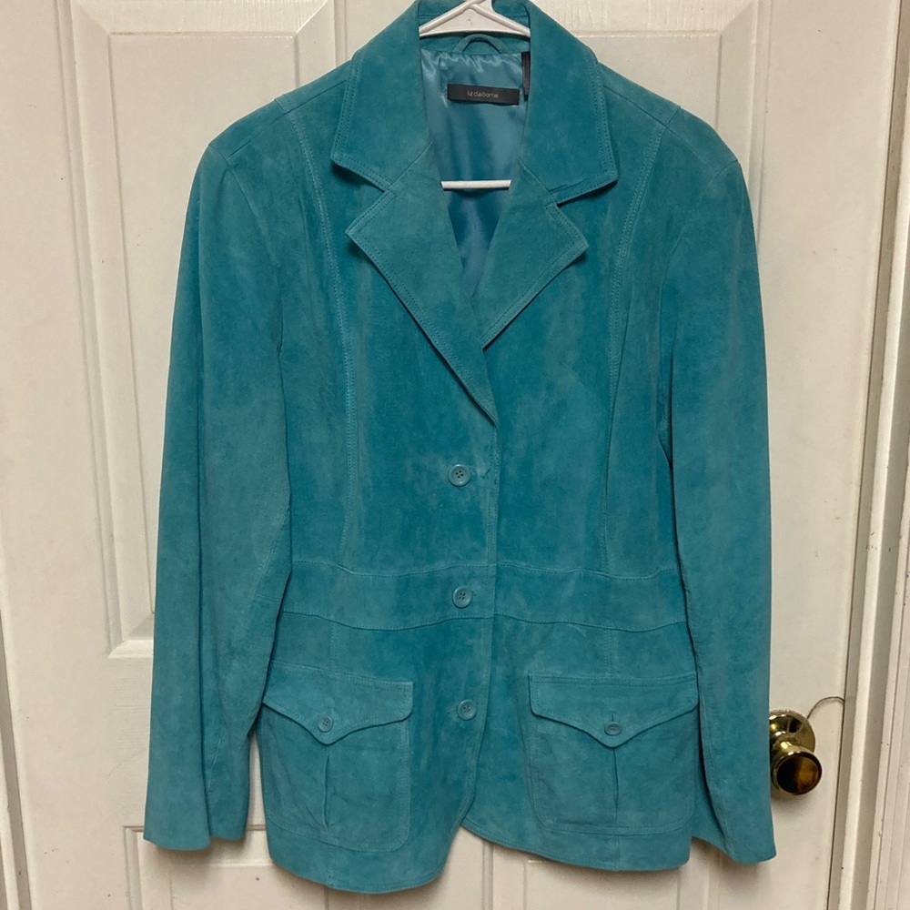 Liz Claiborne Teal Suede Blazer Jacket